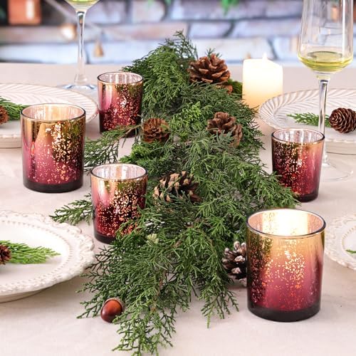 12pcs Assorted Burgundy Votive Candle Holders, Large Mercury Votives in Burgundy+gold, alternate view 5