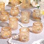 12Pcs Assorted Gold Votive Candle Holders, Tea Light Candle Holder for Table Centerpiece, Gold Candle Holders