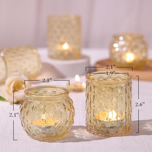 12Pcs Assorted Gold Votive Candle Holders, Tea Light Candle Holder for Table Centerpiece, Gold Candle Holders, alternate view