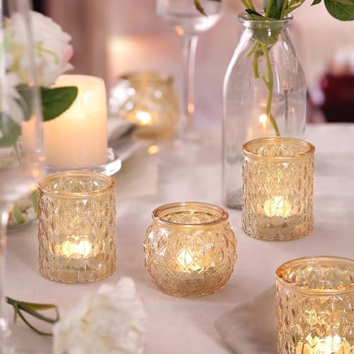 12Pcs Assorted Gold Votive Candle Holders, Tea Light Candle Holder for Table Centerpiece, Gold Candle Holders, alternate view
