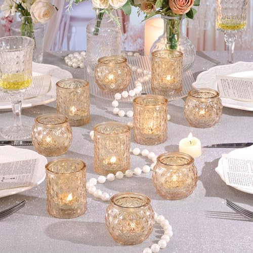 12Pcs Assorted Gold Votive Candle Holders, Tea Light Candle Holder for Table Centerpiece, Gold Candle Holders, alternate view