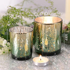 12pcs Assorted Green Votive Candle Holders, 2 Sizes Mercury Votives in Green+gold, alternate view 3