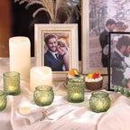 12Pcs Assorted Green Votive Candle Holders, Tea Lights Candle Holder for Table Centerpiece, Green Candle Holders, alternate