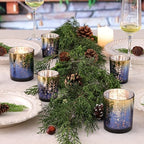 12pcs Assorted Navy Votive Candle Holders, 2 Sizes Mercury Votives in Navy Blue+gold, alternate view 4