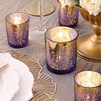 12pcs Assorted Purple Votive Candle Holders, 2 Sizes Mercury Votives in Purple+gold, alternate view 4