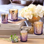 12pcs Assorted Purple Votive Candle Holders, 2 Sizes Mercury Votives in Purple+gold, alternate view 6