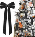 12Pcs Black Velvet Ribbon Bows Halloween Tree Decorations,5in x 10in Christmas Ornaments for Tree Home Party