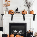 12Pcs Black Velvet Ribbon Bows Halloween Tree Decorations,5in x 10in Christmas Ornaments for Tree Home Party, alternate view