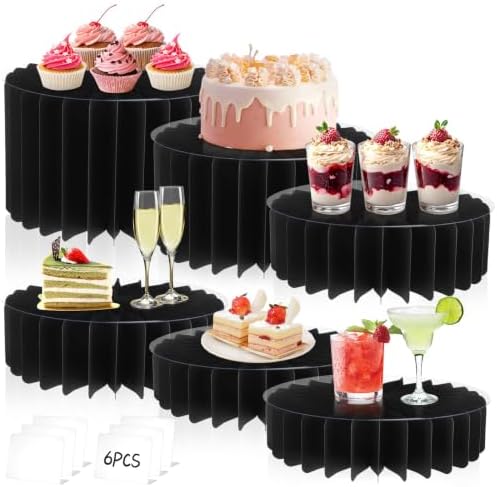 12Pcs Buffet Risers, Food Risers for Table, Foldable Cake Display Stands, Tall Cardboard Cupcakes Stand for Show