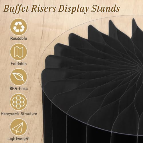 12Pcs Buffet Risers, Food Risers for Table, Foldable Cake Display Stands, Tall Cardboard Cupcakes Stand for Show, alternate