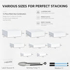 12Pcs Buffet Risers with Mini Sign and Maker Serving Tongs, White Acrylic Food Display Stand, for Buffet Table, alternate