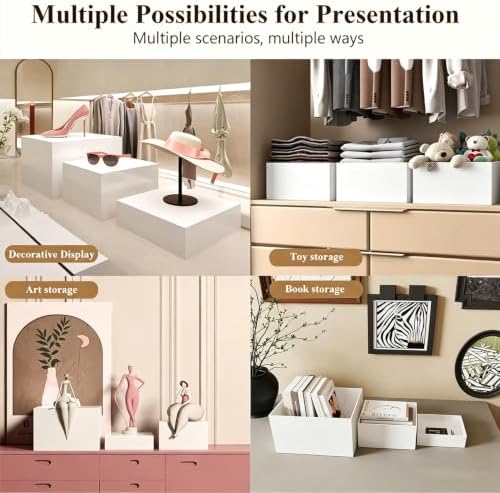 12Pcs Buffet Risers with Mini Sign and Maker Serving Tongs, White Acrylic Food Display Stand, for Buffet Table, alternate