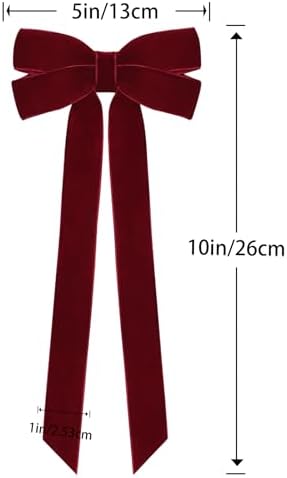 12Pcs Burgundy Velvet Ribbon Bows Christmas Tree Decorations,5in x 10in Xmas Ornaments for Tree Home Party Front, alternate