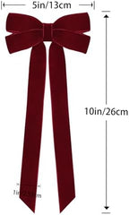12Pcs Burgundy Velvet Ribbon Bows Christmas Tree Decorations,5in x 10in Xmas Ornaments for Tree Home Party Front, alternate