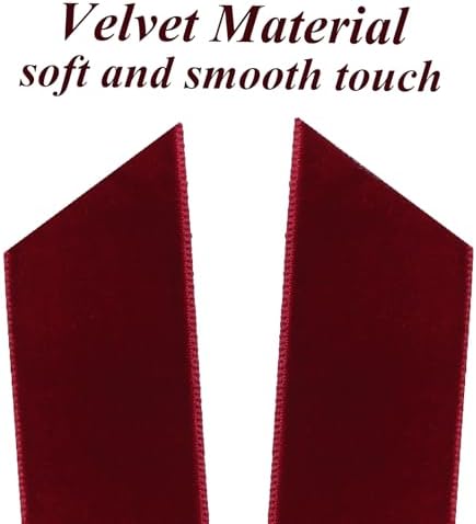 12Pcs Burgundy Velvet Ribbon Bows Christmas Tree Decorations,5in x 10in Xmas Ornaments for Tree Home Party Front, alternate