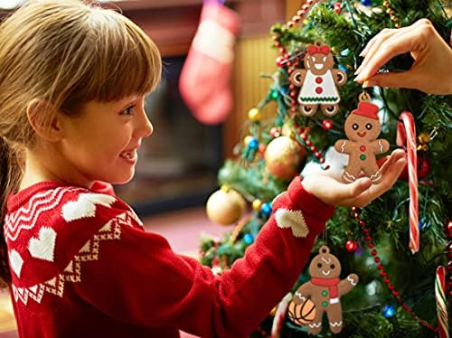 12pcs Christmas Gingerbread Man Ornaments for Christmas Tree Decorations Assorted Plastic Gingerbread Figurines, alternate