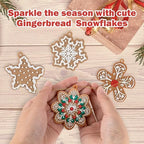 12Pcs Christmas Gingerbread Snowflake Ornaments for Tree Rustic Brown Silicone Christmas Ginger Bread Hanging, alternate view