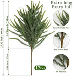 12Pcs Christmas Norfolk Pine Stems, 24'' Real Touch Branches Greenery Picks, alternate view 2