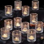 12PCS Clear Votive Candle Holders - Glass Tea Lights Candle Holder in Clear