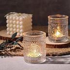 12PCS Clear Votive Candle Holders - Glass Tea Lights Candle Holder in Clear, alternate view 2