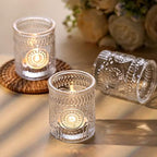 12PCS Clear Votive Candle Holders - Glass Tea Lights Candle Holder in Clear, alternate view 4