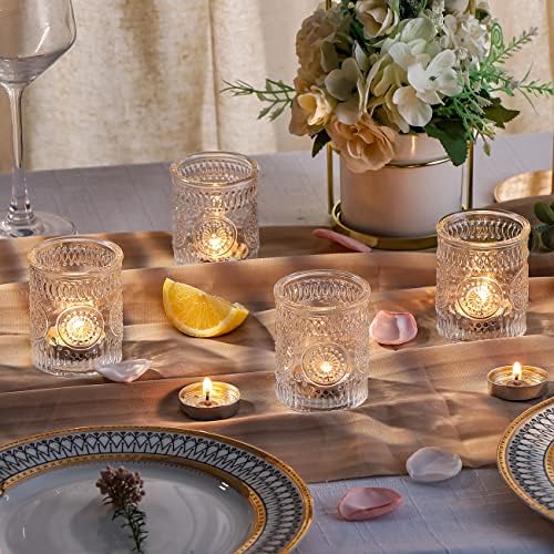 12PCS Clear Votive Candle Holders - Glass Tea Lights Candle Holder in Clear, alternate view 5
