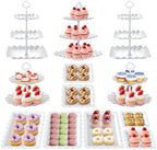12Pcs Dessert Table Display Set, Cupcake Stand, 3-Tier Cup Cake Tower Stands & 2-Tiered Cake Holder, Treat Food