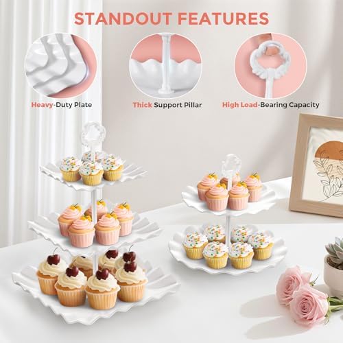 12Pcs Dessert Table Display Set, Cupcake Stand, 3-Tier Cup Cake Tower Stands & 2-Tiered Cake Holder, Treat Food, alternate