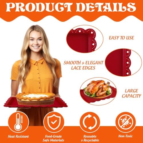 12Pcs Fall Plastic Serving Tray Red Orange Green Yellow Rectangle Dessert Display Tray Autumn Serving Food, alternate view 4