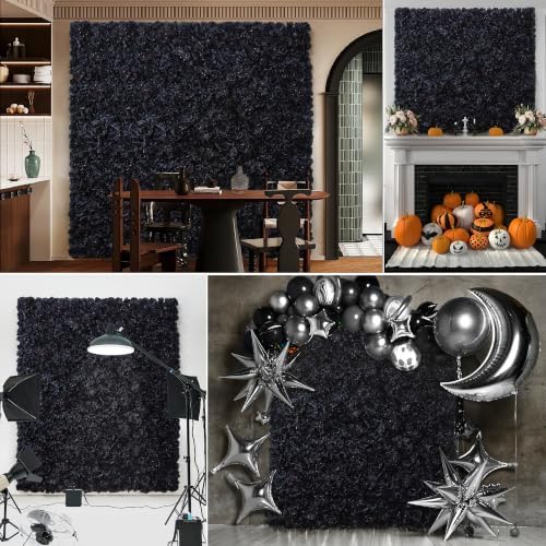 12pcs Flower Wall Backdrop 16.5"x16.5" Black Panel, alternate view 3