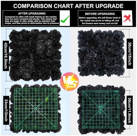 12pcs Flower Wall Backdrop 16.5"x16.5" Black Panel, alternate view 4