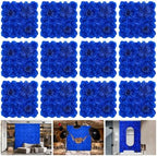 12pcs Flower Wall Backdrop 16.5"x16.5" Floral Panels- Bright Blue