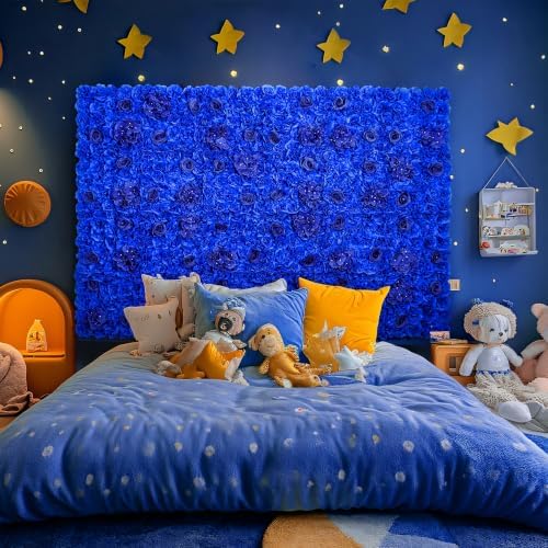 12pcs Flower Wall Backdrop 16.5"x16.5" Floral Panels- Bright Blue, alternate view 3