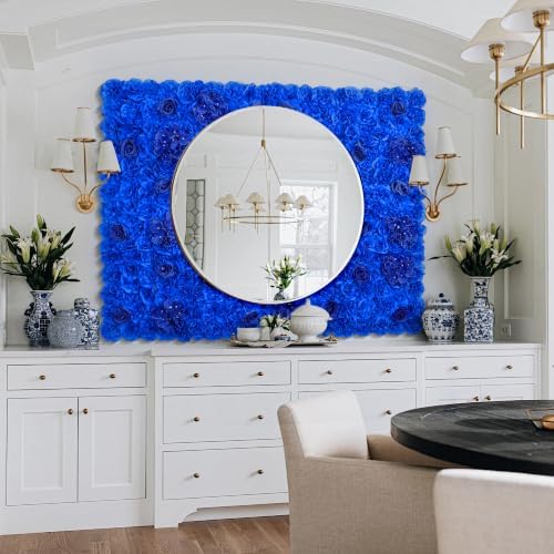 12pcs Flower Wall Backdrop 16.5"x16.5" Floral Panels- Bright Blue, alternate view 6