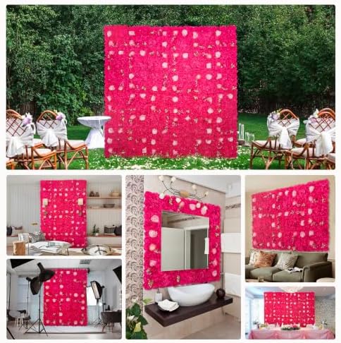 12pcs Flower Wall Backdrop 16.5"x16.5" Panel-Rose Red, alternate view 4