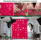 12pcs Flower Wall Backdrop 16.5"x16.5" Panel-Rose Red, alternate view 5