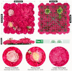 12pcs Flower Wall Backdrop 16.5"x16.5" Panel-Rose Red, alternate view 6
