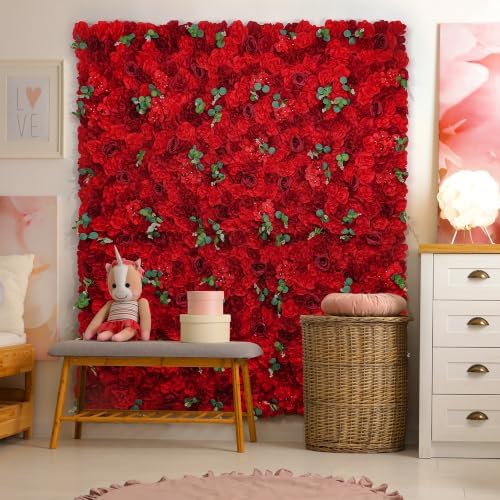 12pcs Flower Wall Panel 16.5"x16.5" Silk Floral Panels Decor, alternate view 2