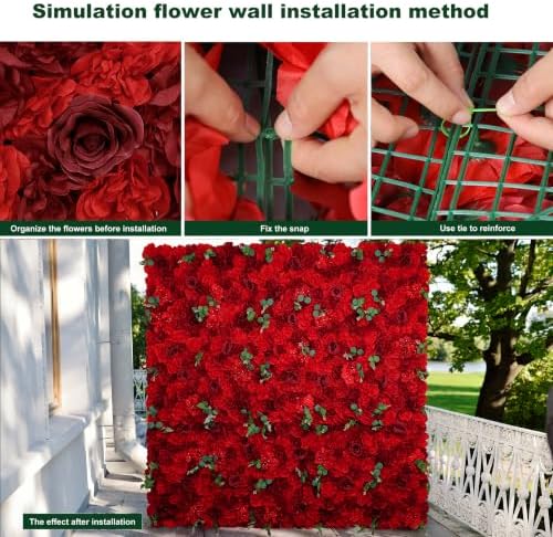 12pcs Flower Wall Panel 16.5"x16.5" Silk Floral Panels Decor, alternate view 5