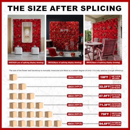 12pcs Flower Wall Panel 16.5"x16.5" Silk Floral Panels Decor, alternate view 7