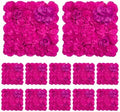 12pcs Flowers Wall Backdrop 16.5"x16.5" Artificial Floral Panels