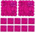 12pcs Flowers Wall Backdrop 16.5"x16.5" Artificial Floral Panels