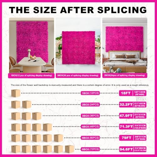 12pcs Flowers Wall Backdrop 16.5"x16.5" Artificial Floral Panels, alternate view 5