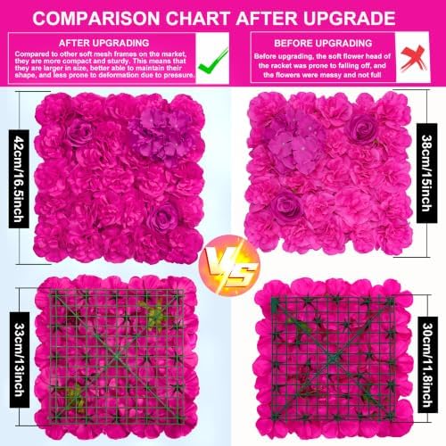 12pcs Flowers Wall Backdrop 16.5"x16.5" Artificial Floral Panels, alternate view 6