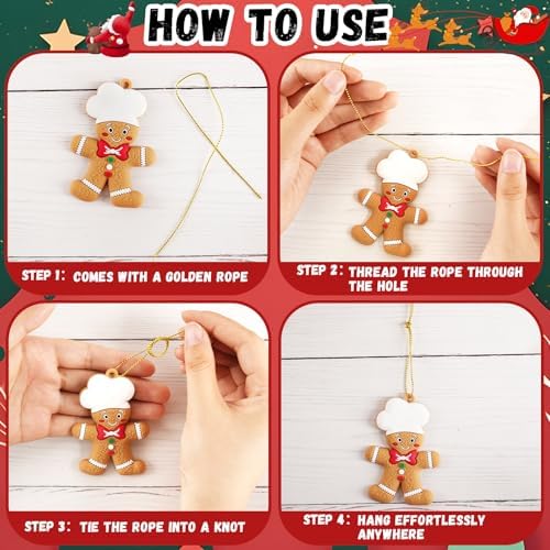 12pcs Gingerbread Man Ornaments for Christmas Tree, Assorted Gingerbread Figurines Decorations with Gingerbreads, alternate