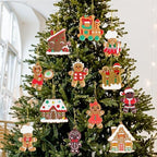 12pcs Gingerbread Man Ornaments for Christmas Tree, Assorted Gingerbread Figurines Decorations with Gingerbreads, alternate