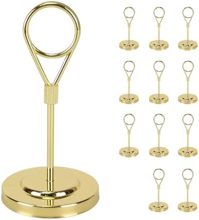 12pcs Gold Premium Table Place Card Holders with Weighted Base Stand and Clip in Gold