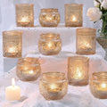 12Pcs Gold Votive Candle Holders - Glass Candle Holder for Table Centerpiece, Tea Lights Candle Holders for