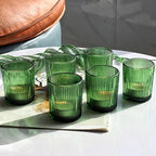 12pcs Green Candle Holder Ribbed Glass, Votive Candle Holders Bulk in Green, alternate view 2