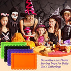 12Pcs Halloween Plastic Serving Trays with Wavy Edge in Black Orange Purple Green, alternate view 5